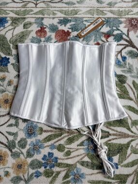 NWT SKIMS White Satin Corse with Lace-Up Back